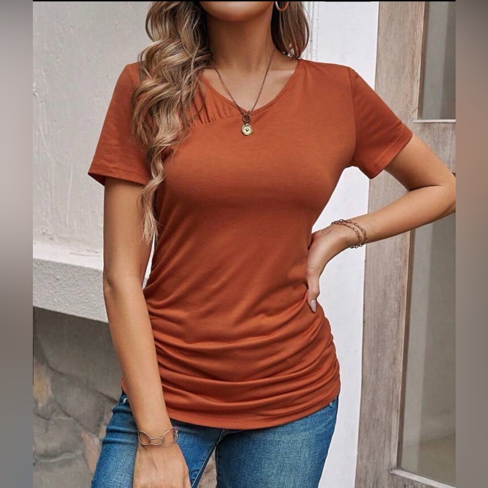 Women's Rust Short Sleeve Top